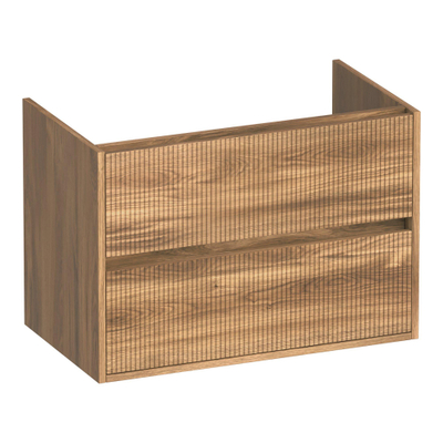 BRAUER Adore Wavy wastafelonderkast 80 2 softclose lades - greeploos - 1 sifon uitsparing - Honey