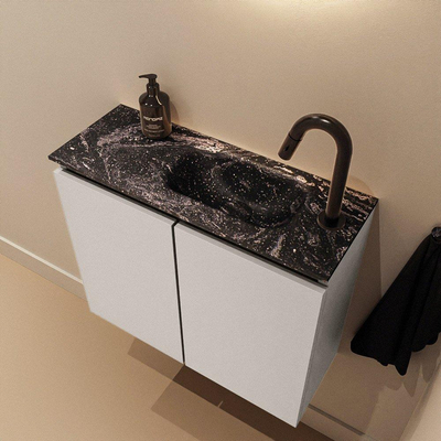 MONDIAZ TURE-DLUX 60cm toiletmeubel Linen. EDEN wastafel Lava positie rechts. Met 1 kraangat.