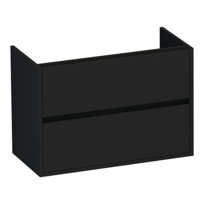 BRAUER Adore meuble sous-lavabo peu profond - 80x39x55cm - 2 tiroirs à fermeture douce - sans poignées - 1 découpe pour siphon - noir mat