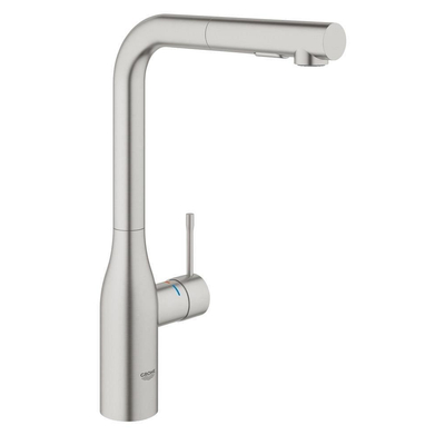 Grohe Essence New Keukenkraan - hoog - uittrekbare l uitloop - 2 straalsoorten - Brushed Supersteel (RVS)