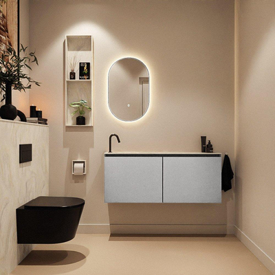 MONDIAZ TURE-DLUX Meuble toilette - 120cm - Plata - EDEN - vasque Ostra - position gauche - 1 trou de robinet