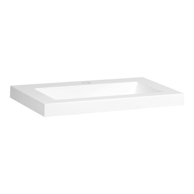 BRAUER Spring lavabo peu profond 60x40x5cm - 1 bassin - 1 trou de robinet - marbre minéral - blanc satiné