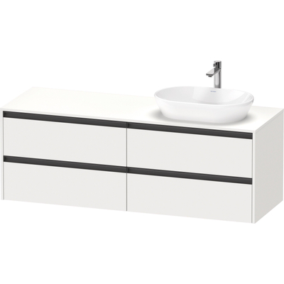 Duravit Ketho.2 Wastafelonderbouwkast - inclusief consoleplaat - met 4 laden - voor waskom rechts - 160x55x56.8cm - met handgrepen antraciet - wit mat