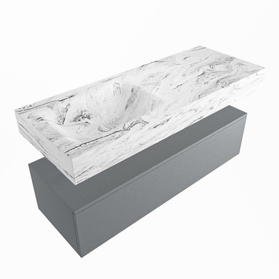Mondiaz ALAN-DLUX Ensemble de meuble - 120cm - meuble Plata mat - 1 tiroir - Lavabo Cloud Glace suspendu - vasque Gauche - 1 trou de robinet