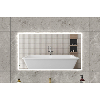 H&R Badmeubelen Mikado spiegel – 120x70 cm – indirecte LED rondom – spiegelverwarming – Zilver