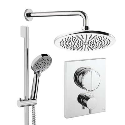 Crosswater MPRO ensemble de douche pluie encastré – douche de tête Ø 30 cm – douchette ronde – 2 leviers – chrome