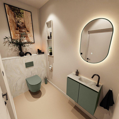 MONDIAZ TURE-DLUX 60cm toiletmeubel Army. EDEN wastafel Ostra positie rechts. Met 1 kraangat.