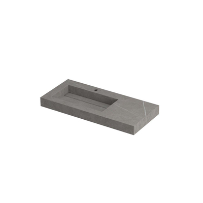 INK Pitch wastafel - 100x45x9cm - 1 wasbak links - 1 kraangat - drain keramiek Armani grey mat