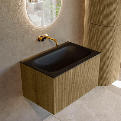 Mondiaz KURVE Badkamermeubelset - 70x46x40cm - 1 lade - wastafel solid surface - midden - zonder kraangat - Dusk