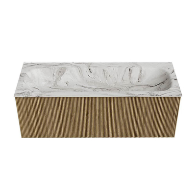 Mondiaz KURVE-DLUX Ensemble meuble de salle de bains - 120x46x40cm - 1 tiroir - lavabo solid surface - central - 1 trou de robinet - Dusk