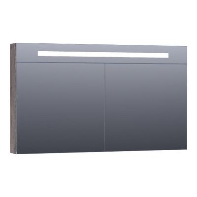 BRAUER Promise Deluxe armoire de toilette - 120x70x15cm - avec éclairage direct - 2 portes miroir double face - Bois flotté