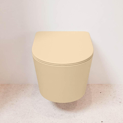 Mondiaz LAVIE hangtoilet – spoelrandloos – 36 x 53 cm – met softclose zitting – Sand (beige)