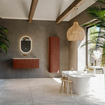 Mondiaz KURVE-DLUX Ensemble de meuble de salle de bains - 110x46x40cm - 1 tiroir - vasque solid surface - centre - sans trou de robinet - Ruby