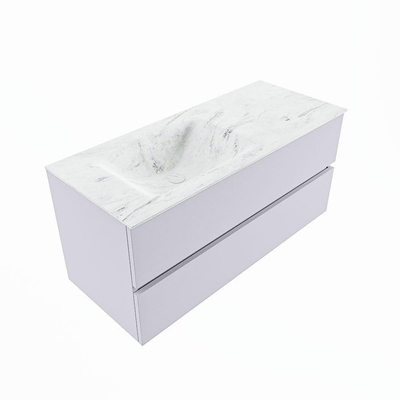 Mondiaz VICA-DLUX ensemble de meuble de salle de bain - 110cm - meuble sous-vasque cale - 2 tiroirs - lavabo encastré cloud gauche - sans trous de robinet - version haute de 60cm - opalo