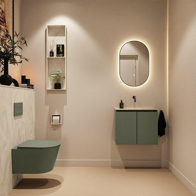 MONDIAZ TURE-DLUX 60cm toiletmeubel Army. EDEN wastafel Ostra positie midden. Zonder kraangat.