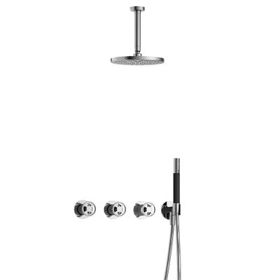 Hotbath Cobber @Work Regendoucheset - inbouw - 15cm plafondarm - 20cm ronde hoofddouche - staafhanddouche - chroom