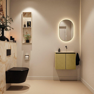 MONDIAZ TURE-DLUX Meuble toilette - 60cm - Oro - EDEN - vasque Frappe - position droite - sans trou de robinet