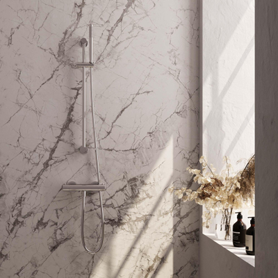 Brauer Chrome Edition Douchekraan opbouw - glijstang - 1 functie - 2 gladde knoppen - handdouche staaf 1 stand - chroom