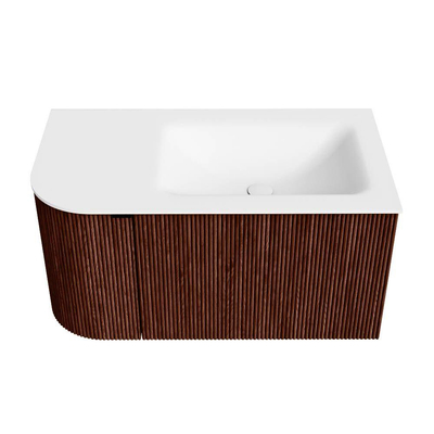 Mondiaz KURVE Badkamermeubelset - 85x46x40cm - 1 lade - 1 deur - wastafel solid surface - rechts - 1 kraangat - Ruby