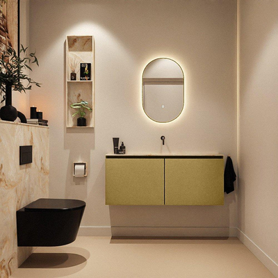 MONDIAZ TURE-DLUX Meuble toilette - 120cm - Oro - EDEN - vasque Frappe - position centrale - sans trou de robinet
