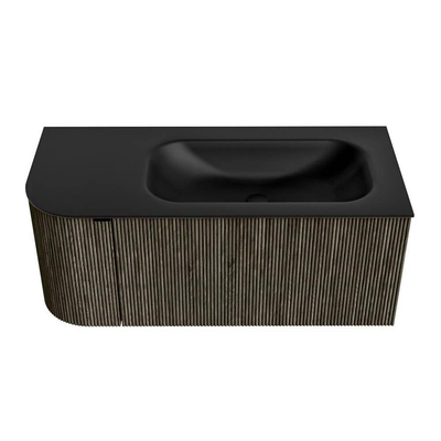 Mondiaz KURVE Ensemble de meuble de salle de bains - 105x46x40cm - 1 tiroir - 1 porte - vasque solid surface - droite - sans trou de robinet - Shadow