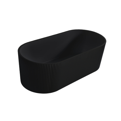 FugaFlow Eccelente Anta Vrijstaand Bad - 170x80x58cm - ribbel - met afvoer - mat zwart