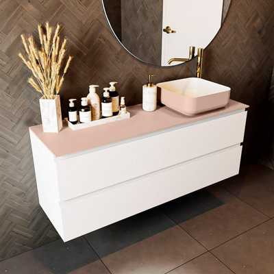 Mondiaz TOP 23 Topblad - 130x23.5x0.9cm - geschikt voor afdekplaat - Solid surface - Rosee