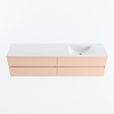 MONDIAZ Vica Badkamermeubelset - 190cm - onderkast rosee - 4 lades - wastafel cloud rechts - 1 kraangat - 60cm hoge versie - talc