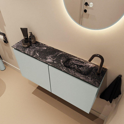 MONDIAZ TURE-DLUX 100cm toiletmeubel Greey. EDEN wastafel Lava positie rechts. Met 1 kraangat.
