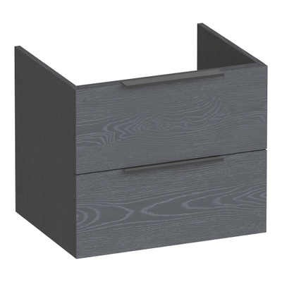 BRAUER Elevate meuble sous-lavabo 60 sans poignées rapportées 2 tiroirs à fermeture en douceur et 1 découpe pour siphon - Timber Grey