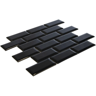 La Mosaic Factory Paris carreau mosaïque - 28,8x29,4cm - carrelage mural - Rectangulaire - Porcelaine Noir Brillant