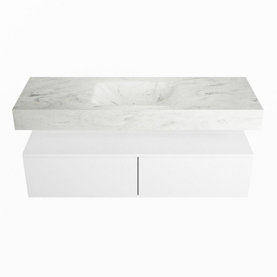 MONDIAZ ALAN - DLUX Badkamermeubelset - 130cm - onderkast - Talc - 2 lades - vrijhangende wastafel - wasbak midden - 1 kraangat - Opalo