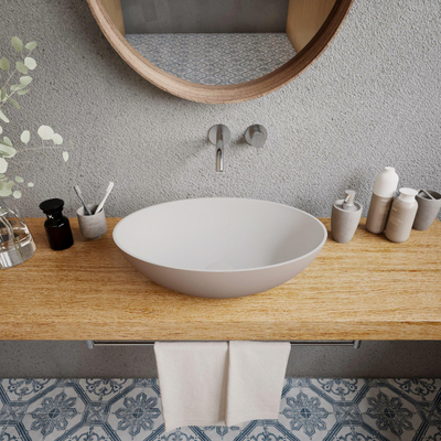 Ideavit Solidthin waskom - 50x50x14.5cm - Solid surface - Ovaal - Mat Beige