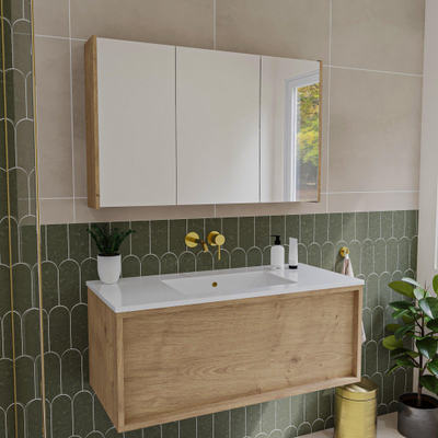 Saniclass Holz Pure Spiegelkast - 100x63x16cm - inclusief zijpanelen - Eiken natural