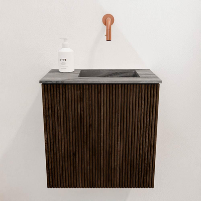 Mondiaz JOYA-DLUX Meuble de toilette 40cm - couleur Walnut - Vasque FAYE position Droite Sans trou de robinet couleur Sombra.