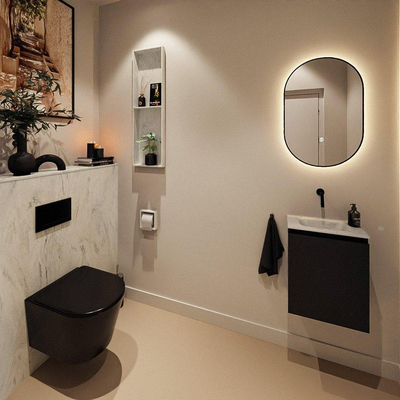 MONDIAZ TURE-DLUX Meuble de WC 40 cm Urban. Lavabo EDEN Opalo position milieu. Sans trou de robinet.
