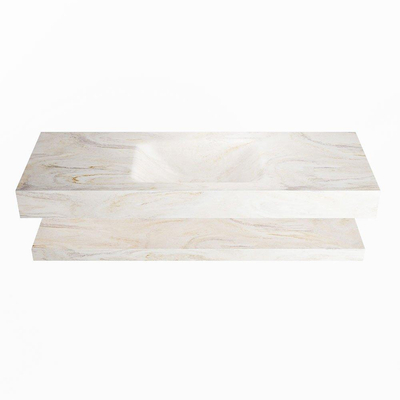 Mondiaz ALAN-DLUX Ensemble de meuble - 130cm - meuble Ostra mat - 0 tiroirs - Lavabo Cloud Ostra suspendu - vasque Centre - 0 trous de robinet