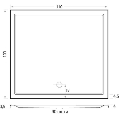Xenz Mariana douchebak - 110x100x7 - Acryl - ebony