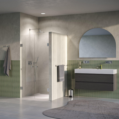 BRAUER Void Carving Pendeldeur - 100x200cm - glascoating - omkeerbaar - helder glas - Geborsteld RVS PVD