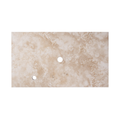 Saniclass Travertine Plan vasque - 80x46cm - 1 trou de robinet - 1 découpe de siphon - pierre naturelle mouchetée