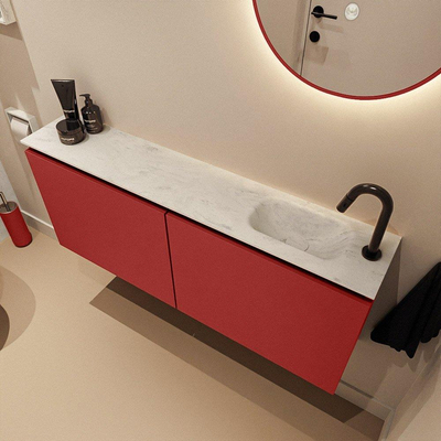 MONDIAZ TURE-DLUX 120cm toiletmeubel Fire. EDEN wastafel Opalo positie rechts. Met 1 kraangat.