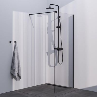BRAUER Season Paroi de douche à l'italienne - verre transparent - 80x200cm - noir mat