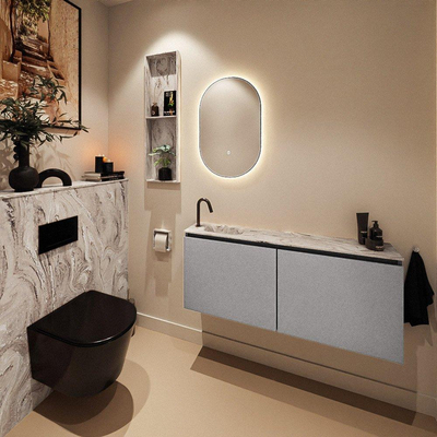MONDIAZ TURE-DLUX meuble de toilettes 120 cm Plata. Lavabo EDEN Glace position gauche. Avec 1 trou de robinet.