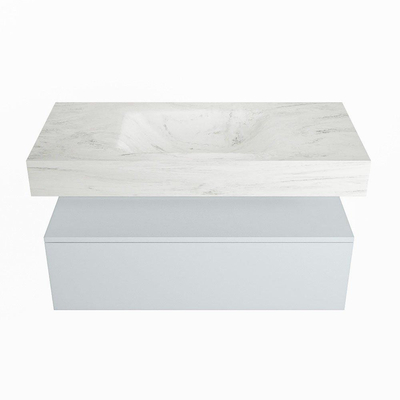 MONDIAZ ALAN - DLUX Badkamermeubelset - 100cm - onderkast - Clay - 1 lade - vrijhangende wastafel - wasbak midden - 1 kraangat - Opalo