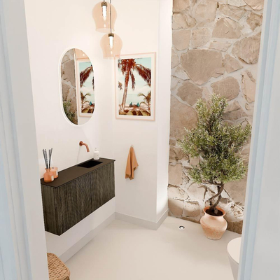 Mondiaz JOYA 80cm meuble de toilette - couleur Shadow - Lavabo FAYE position Droite Sans trou de robinet couleur Urban