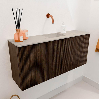 Mondiaz JOYA-DLUX 90cm toiletmeubel - kleur Walnut - Wastafel FAYE positie Midden Zonder kraangat kleur Opalo.