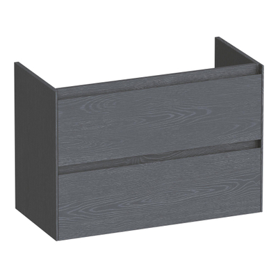 BRAUER Inspire wastafelonderkast ondiep 80 2 softclose lades - greeploos - 1 sifon uitsparing - Timber Grey
