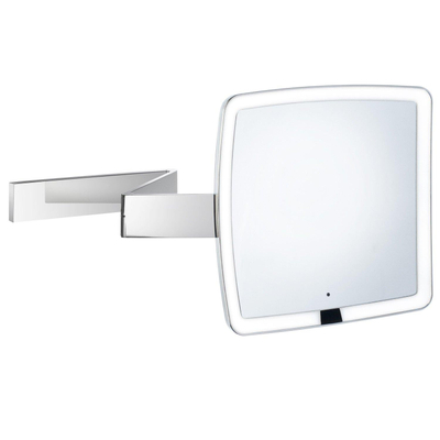 Smedbo Outline Miroir de maquillage rotatif mural avec éclairage LED carré 20cm grossissant 7x USB Chrome