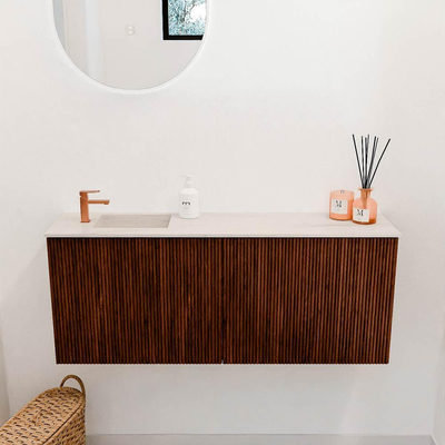 Mondiaz JOYA-DLUX 100cm toiletmeubel - kleur Ruby - Wastafel FAYE positie Links 1 kraangat kleur Meli.