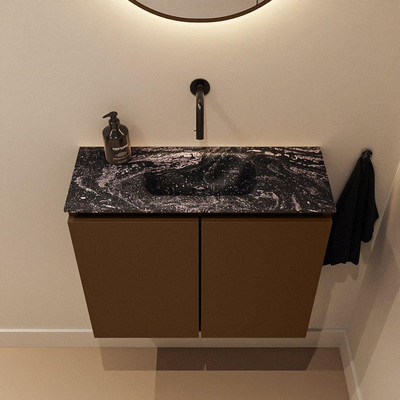MONDIAZ TURE-DLUX Meuble toilette - 60cm - Rust - EDEN - vasque Lava - position centrale - sans trou de robinet